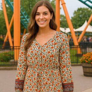 Divided H&M Orange Floral Romper Size Medium